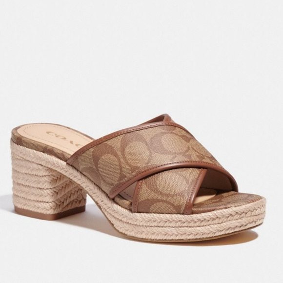 COACH | Sloan Espadrille (Khaki/Saddle) CA366 - Picture 2 of 7